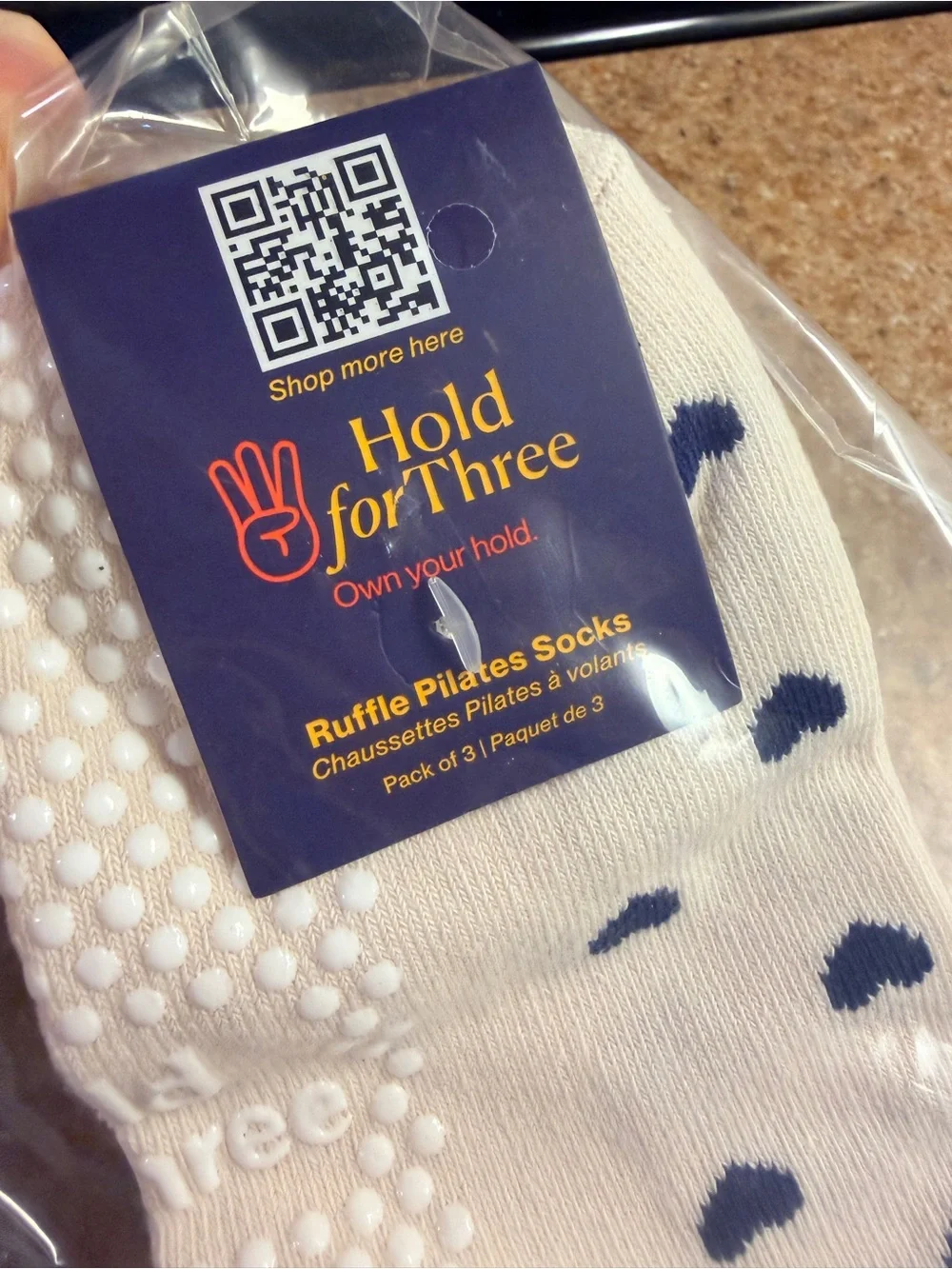 Hold For Three Pilates Ankle Socks - Pastel Blue, Yellow & Cream,  NWT